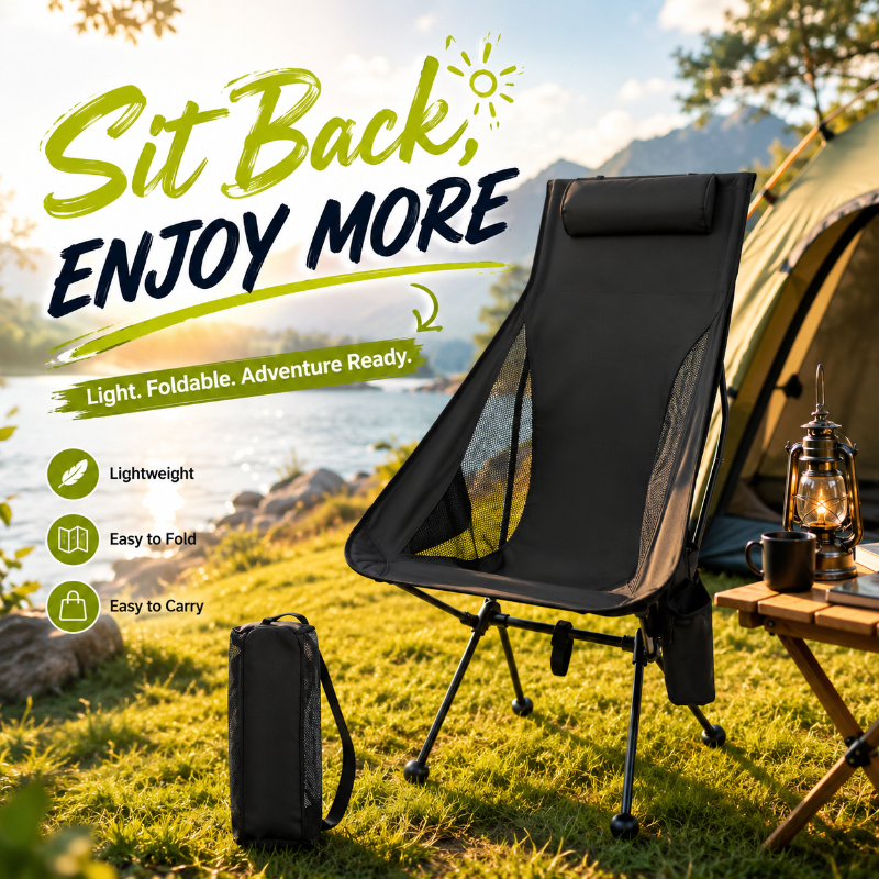 Outdoor Furniture Lounge Chair - Folding Portable Camping Lounge Chair with