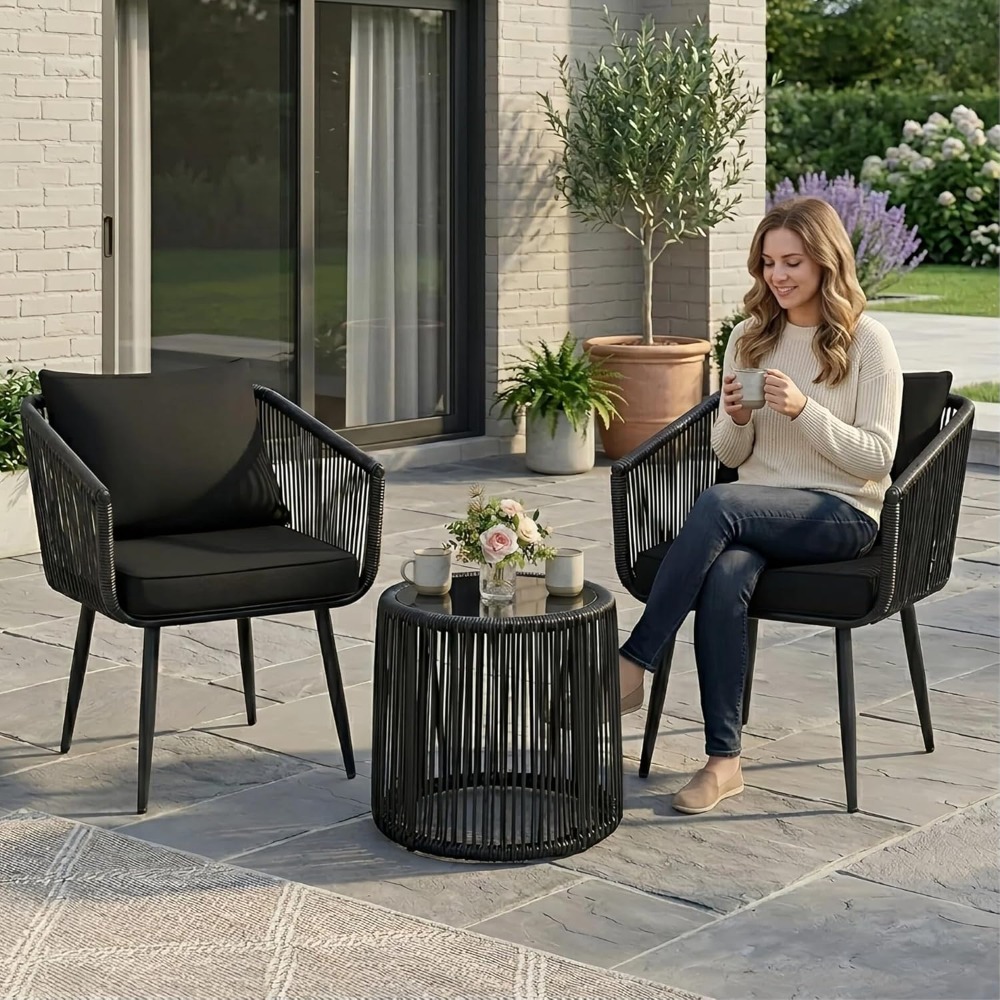 Outdoor Furniture On Sale - 3 Pieces Patio Rattan Bistro Conversation