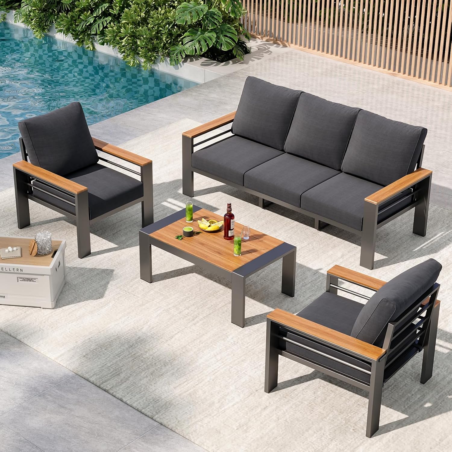 Outdoor Furniture On Sale - Aluminum 5 Seat Outdoor Sectional Sofa