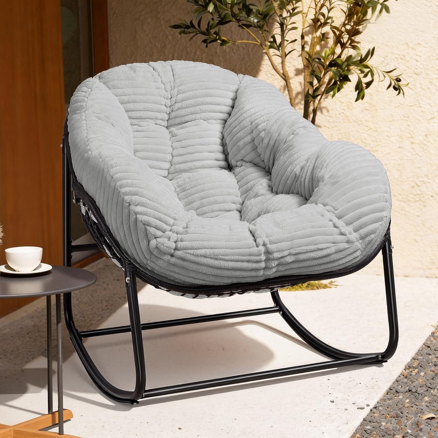 Outdoor Furniture Egg Chair - Oversized Papasan Rocking Chair with Thick