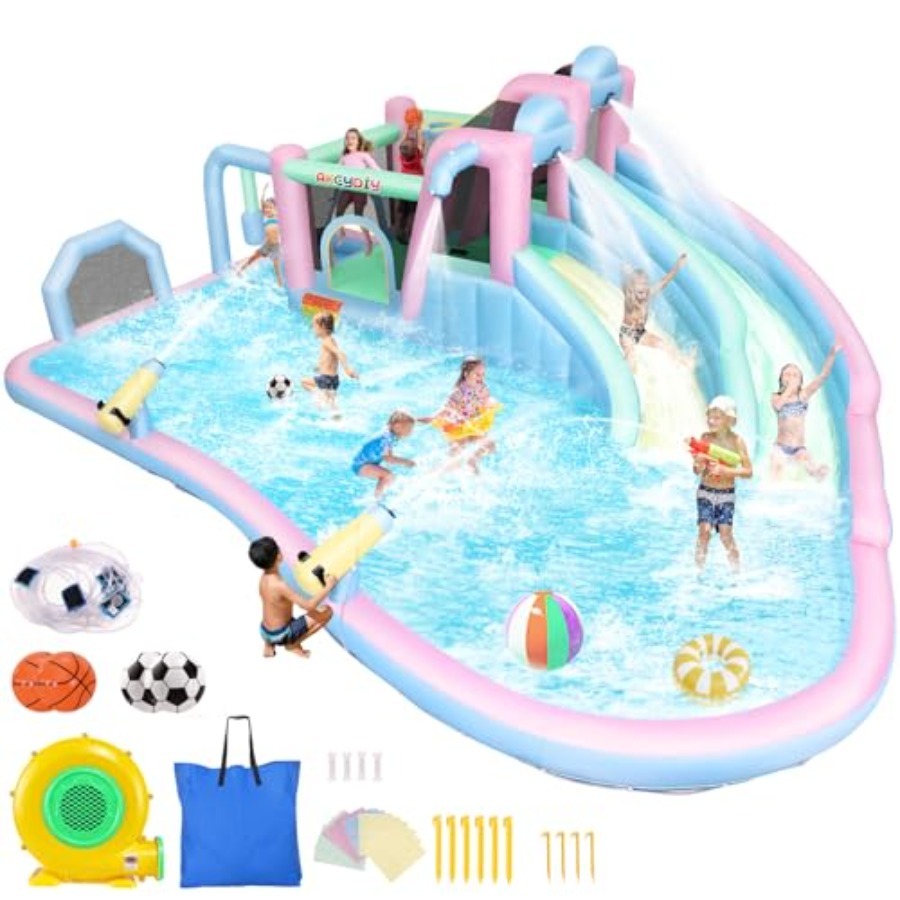 Outdoor Furniture For Pool - Inflatable Bounce House Double Slides for