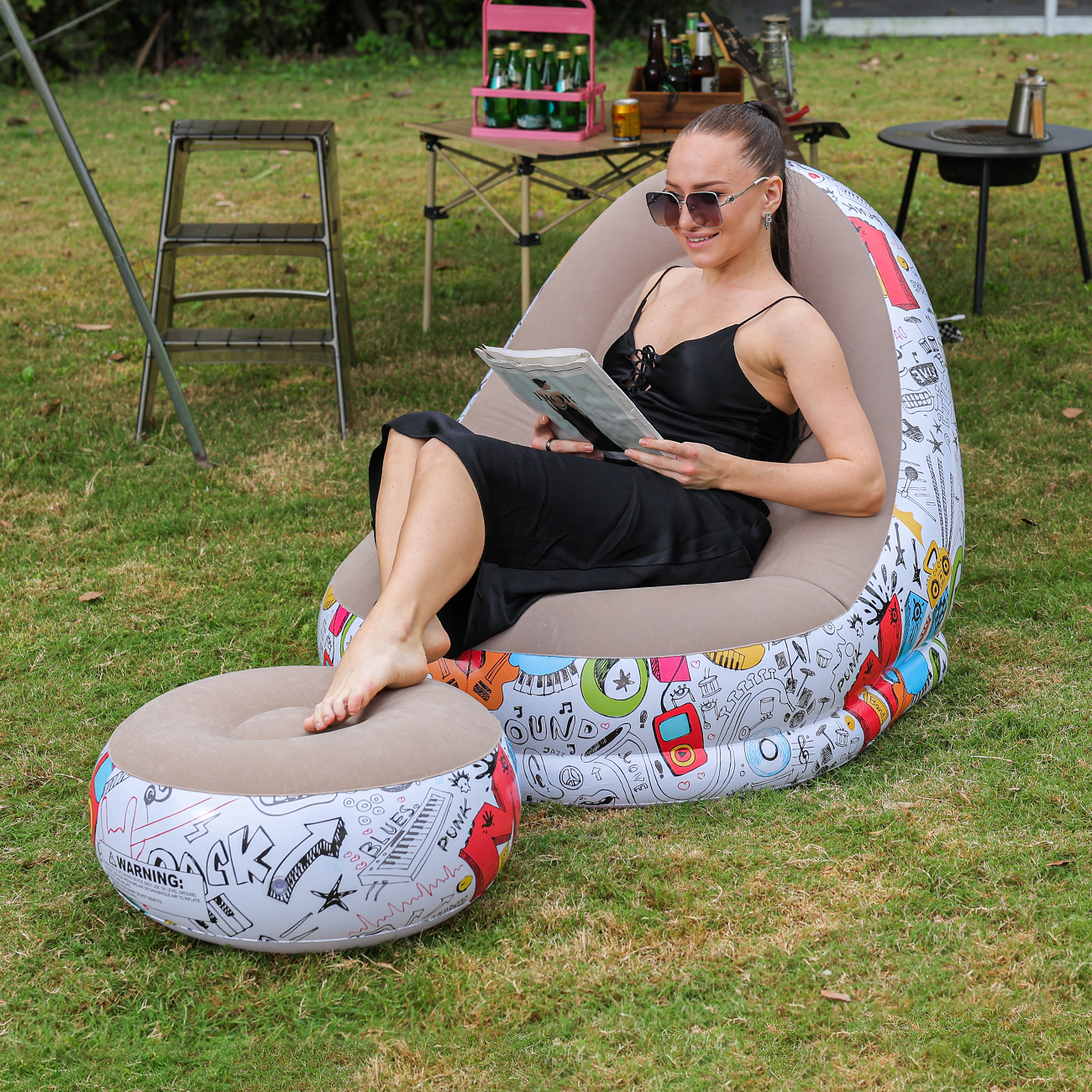 Outdoor Furniture Sales - 1PC Inflatable Lounger Chair with Ottoman,