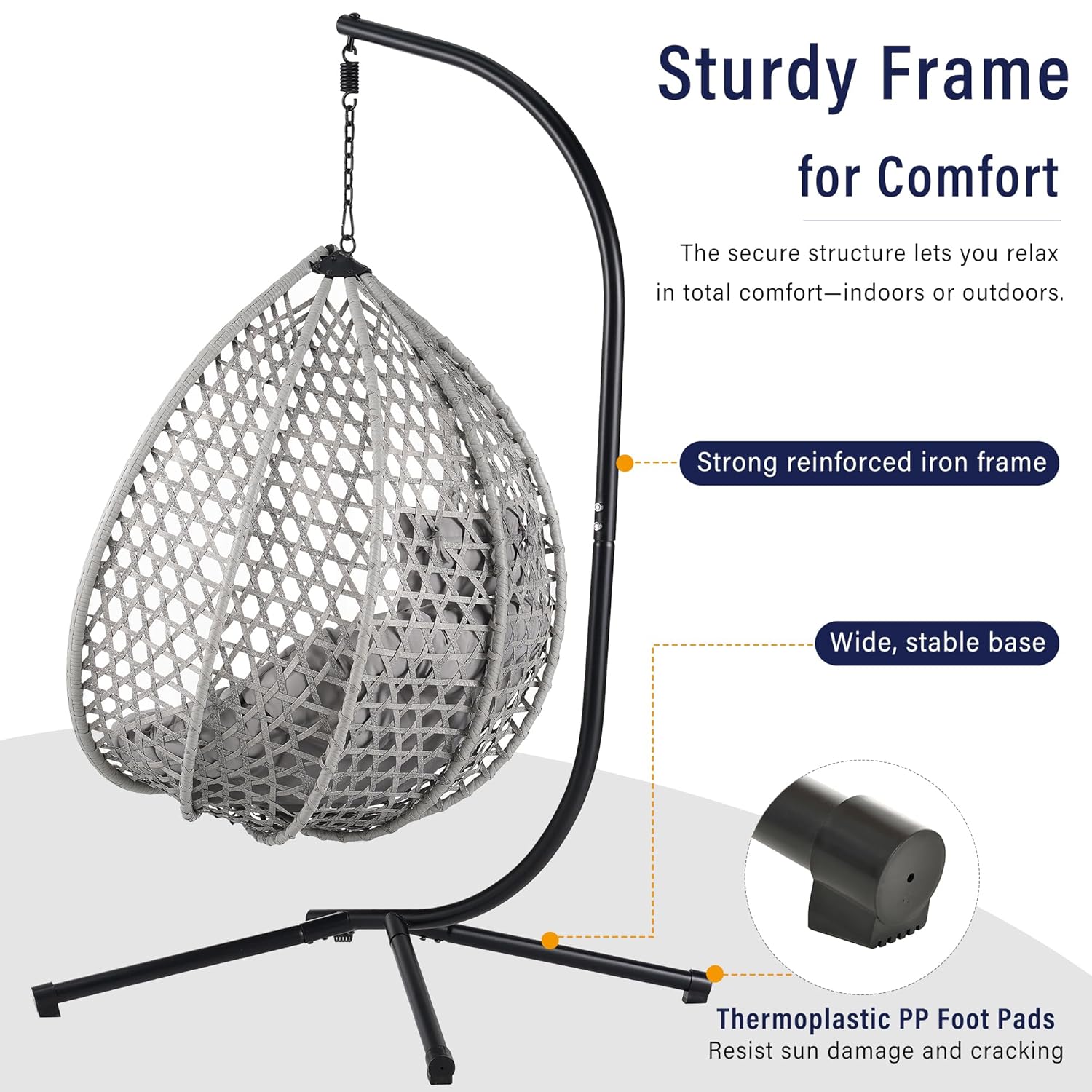 Foldable HDPE Rattan Hanging E - Outdoor Furniture Egg Chair ulasan dan harga