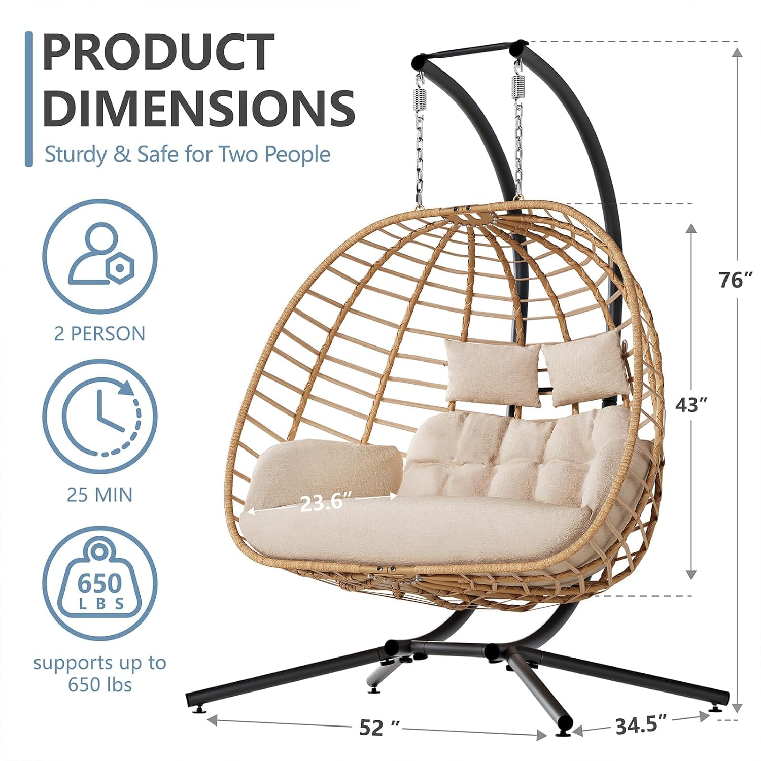 Double Hanging Egg Chair with  - Outdoor Furniture Egg Chair ulasan dan harga