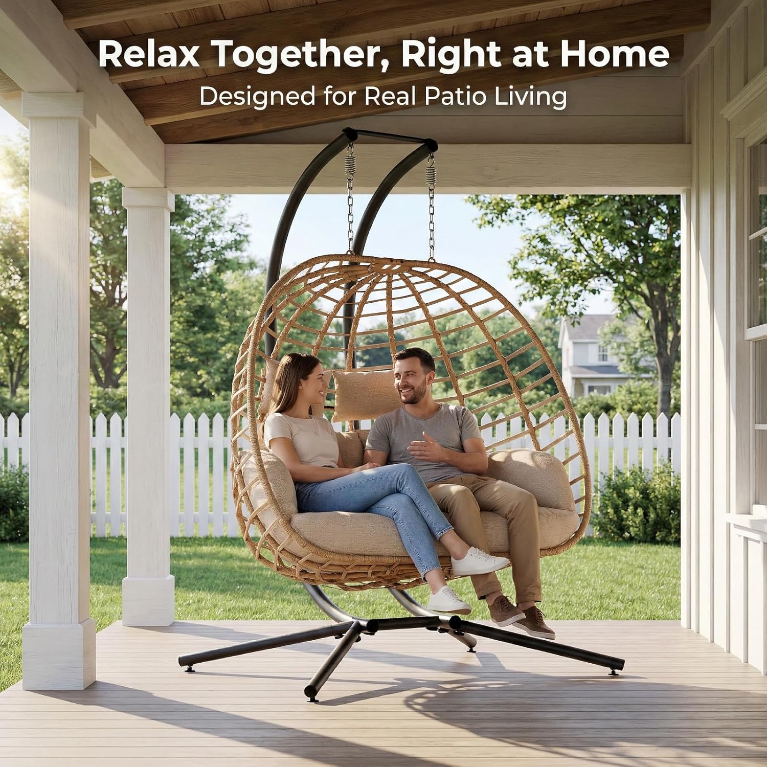 Double Hanging Egg Chair with  - Outdoor Furniture Egg Chair ulasan dan harga