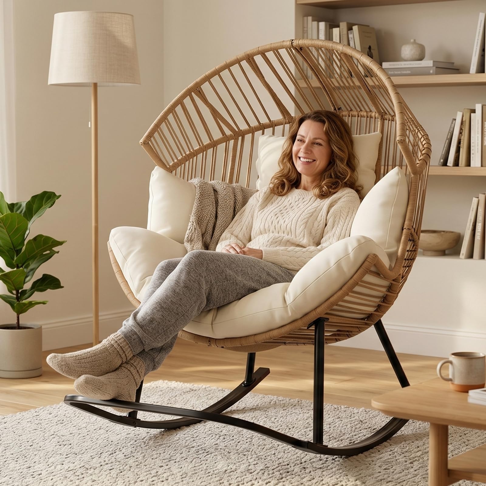 Oversized Ergonomic Wicker Roc - Outdoor Furniture Egg Chair ulasan dan harga