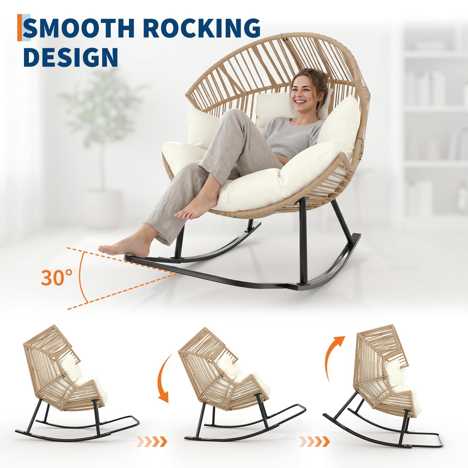 Oversized Ergonomic Wicker Roc - Outdoor Furniture Egg Chair ulasan dan harga