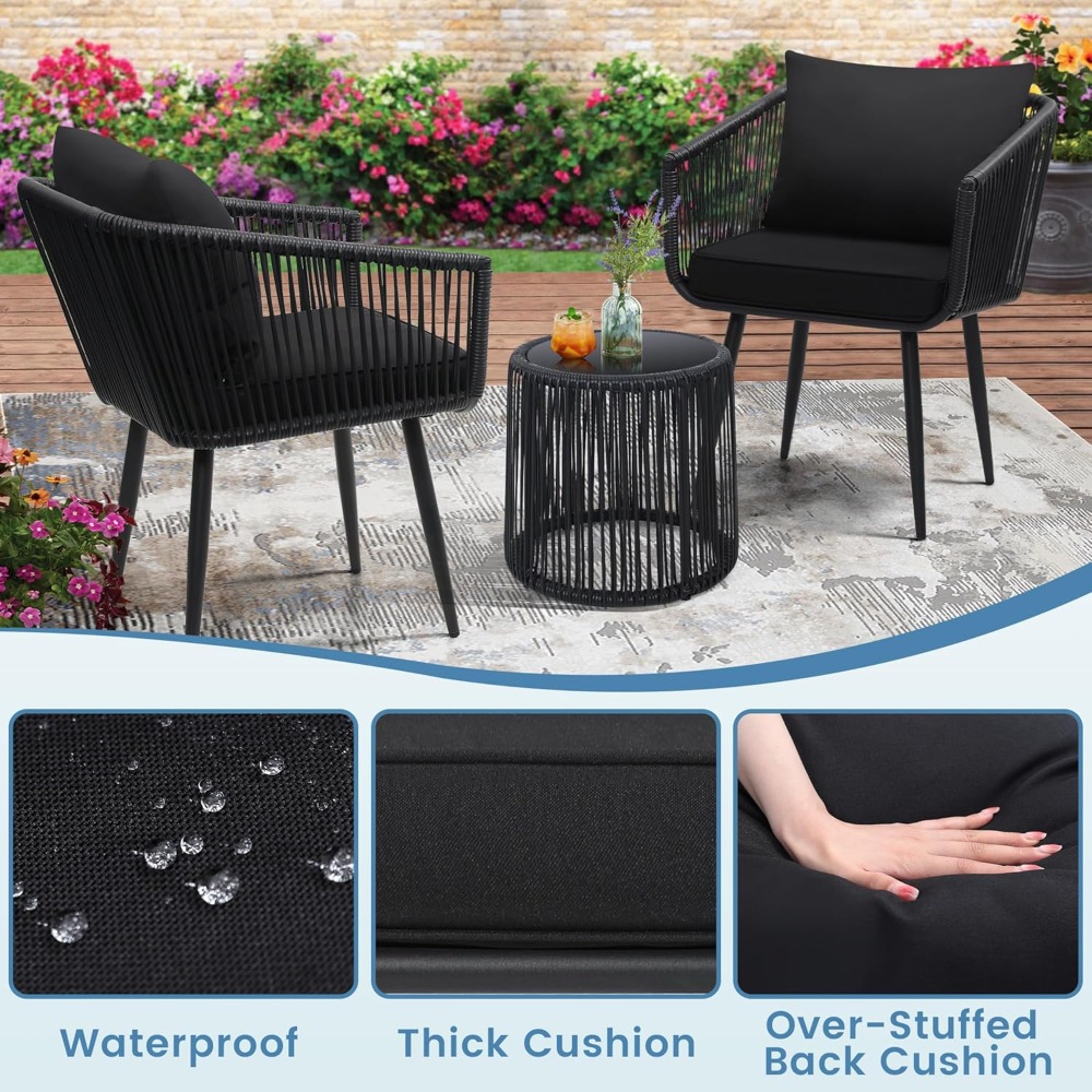 3 Pieces Patio Rattan Bistro C - Outdoor Furniture On Sale ulasan dan harga