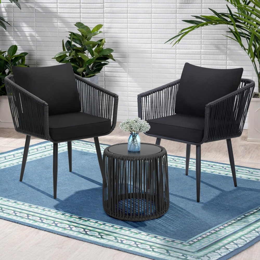 3 Pieces Patio Rattan Bistro C - Outdoor Furniture On Sale ulasan dan harga