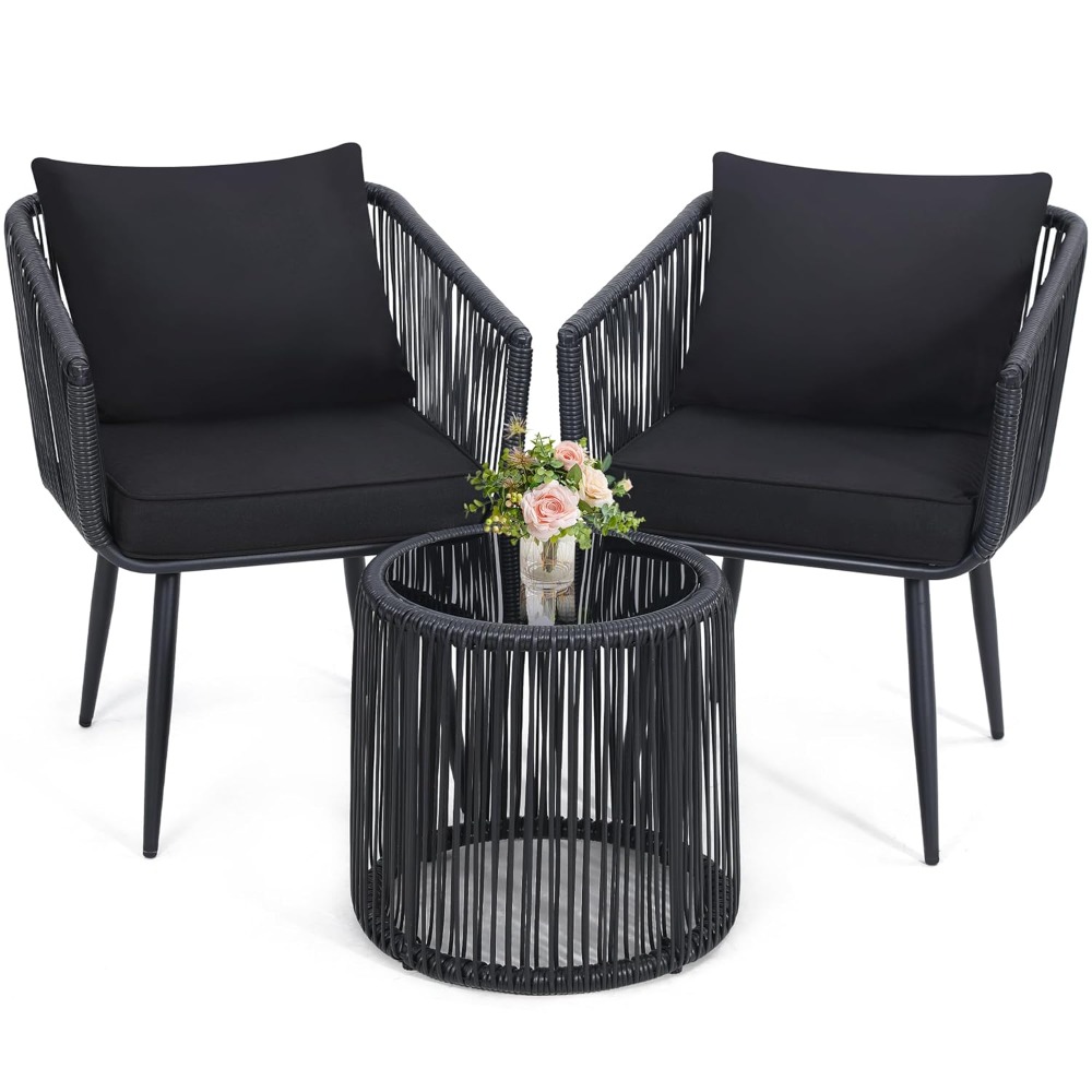 3 Pieces Patio Rattan Bistro C - Outdoor Furniture On Sale ulasan dan harga