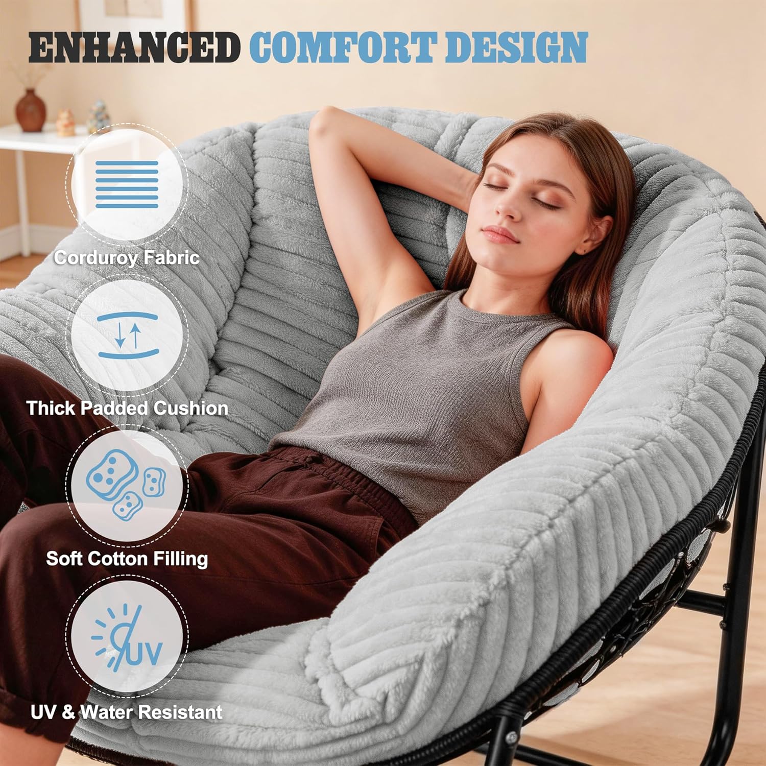 Oversized Papasan Rocking Chai - Outdoor Furniture Egg Chair ulasan dan harga