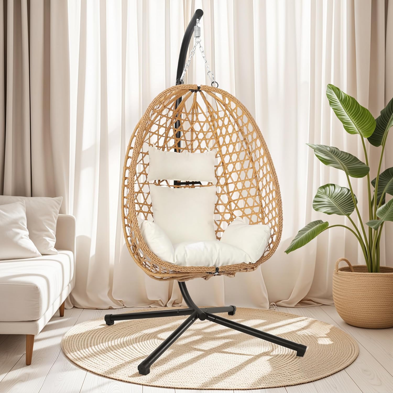 ！@Dwoo Garden Rattan Swing Han - Outdoor Furniture Egg Chair ulasan dan harga