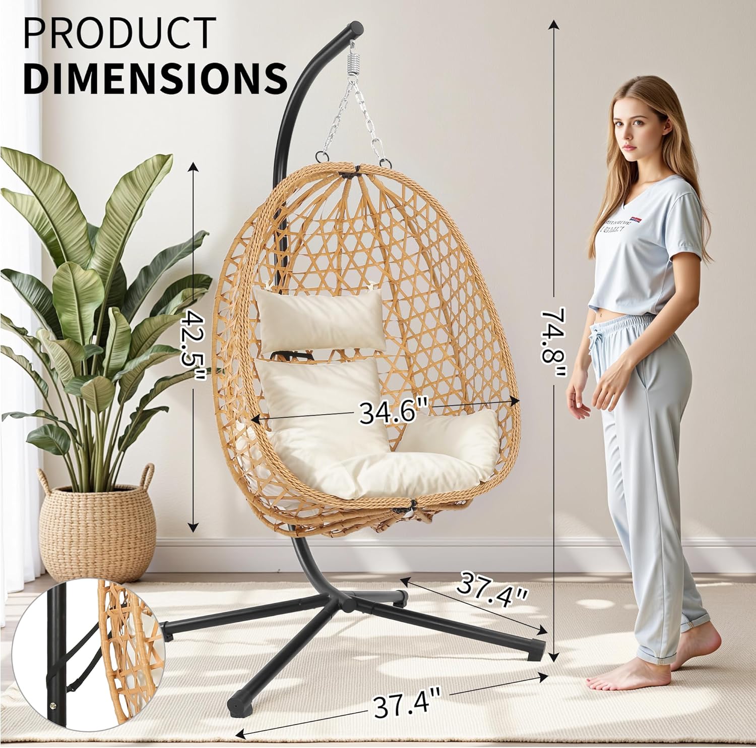 ！@Dwoo Garden Rattan Swing Han - Outdoor Furniture Egg Chair ulasan dan harga