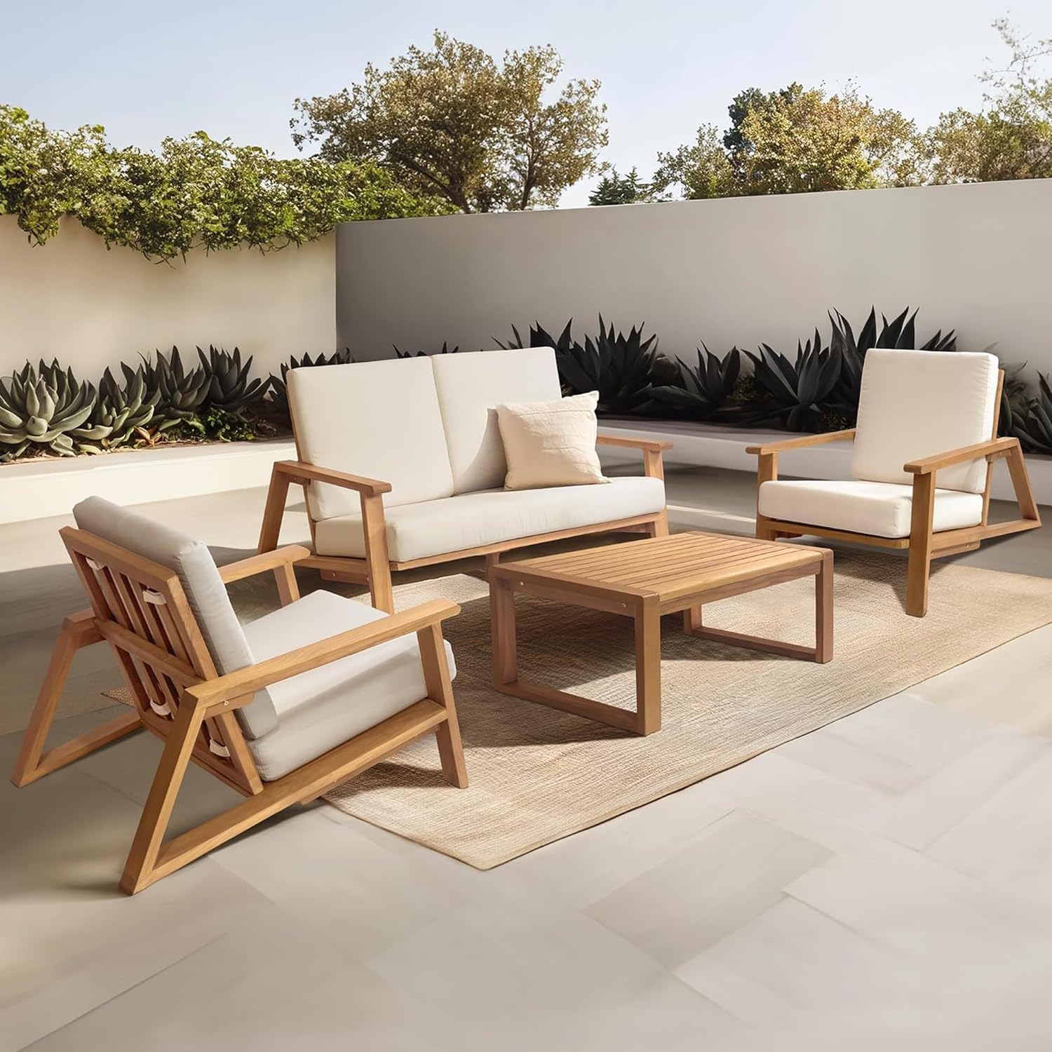 4-Piece Deep Seating Teak Pati - Outdoor Furniture Japanese Style ulasan dan harga