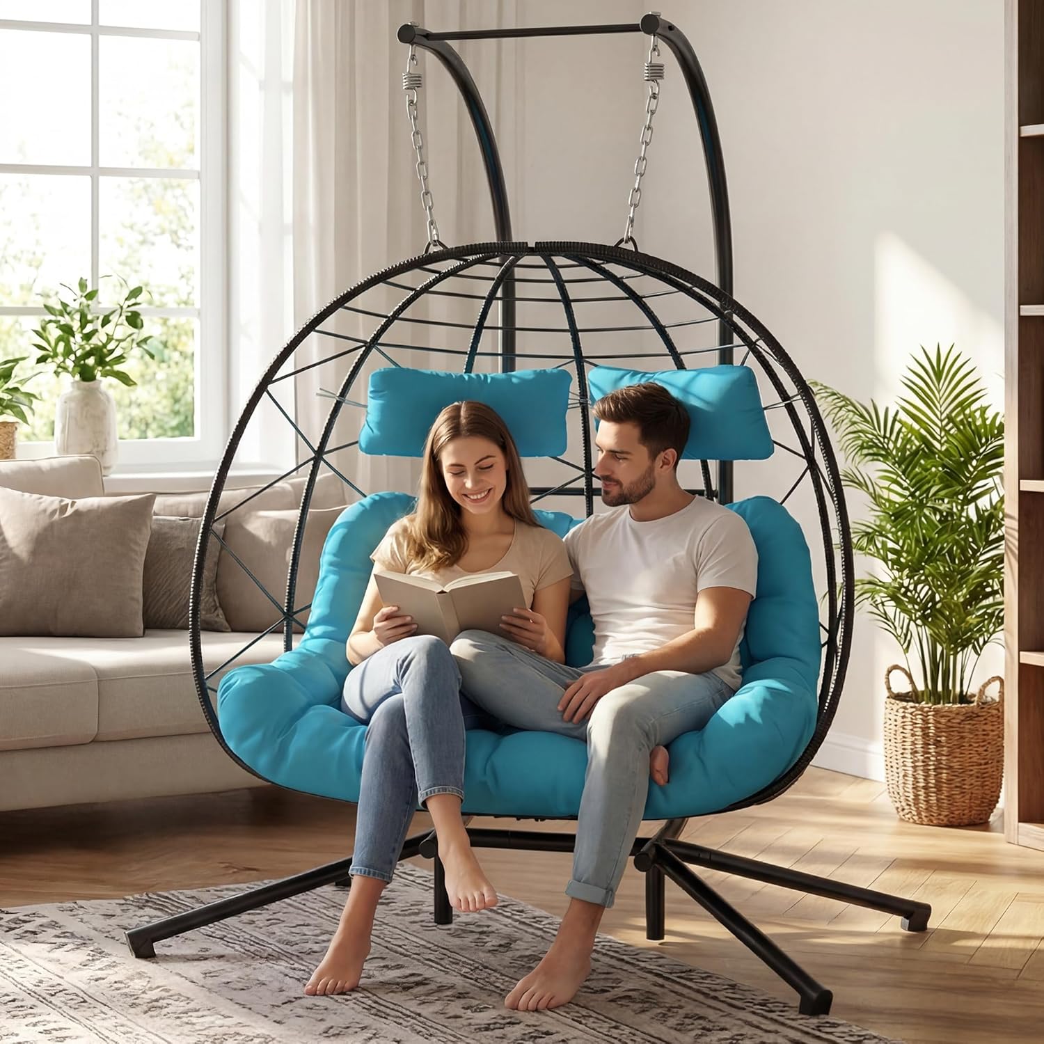 Set of 2 Wicker Hanging Egg Ch - Outdoor Furniture Egg Chair ulasan dan harga