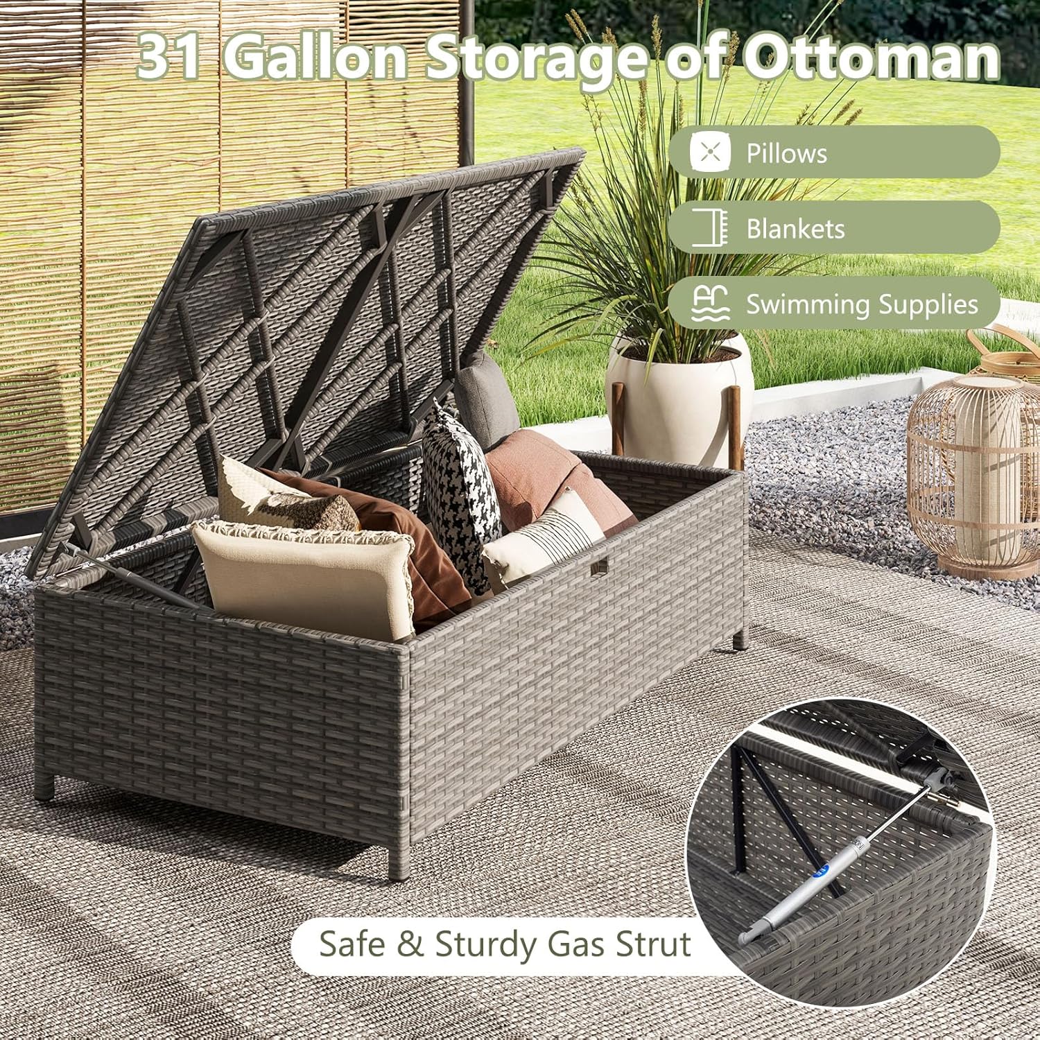 Wicker Patio Daybed Loveseat O - Outdoor Furniture For Pool ulasan dan harga