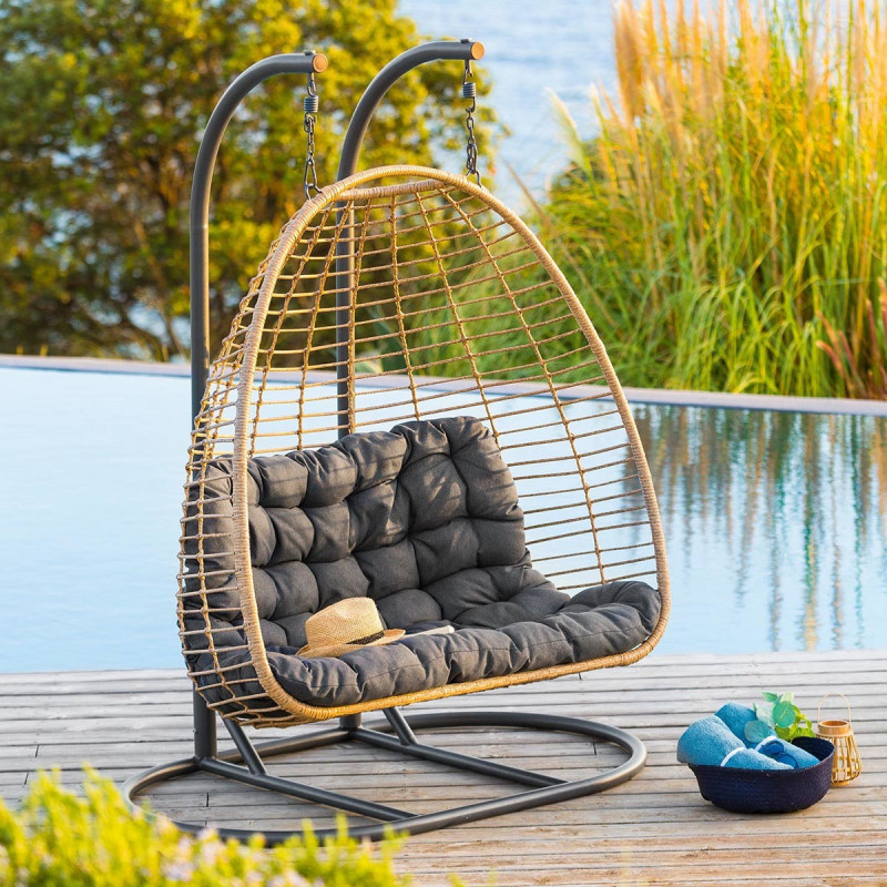 Luxury 2-Seater Hanging Chairs - Outdoor Furniture Egg Chair ulasan dan harga