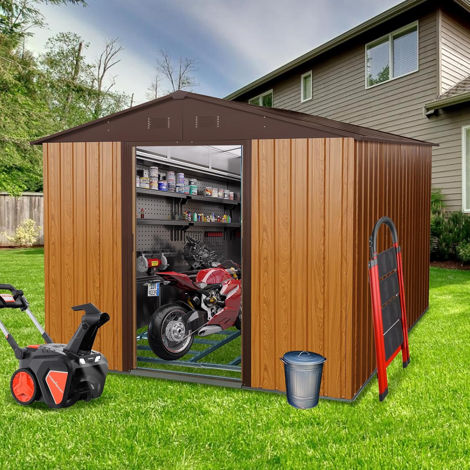8x10 FT Outdoor Storage Shed,  - Outdoor Furniture Modern ulasan dan harga