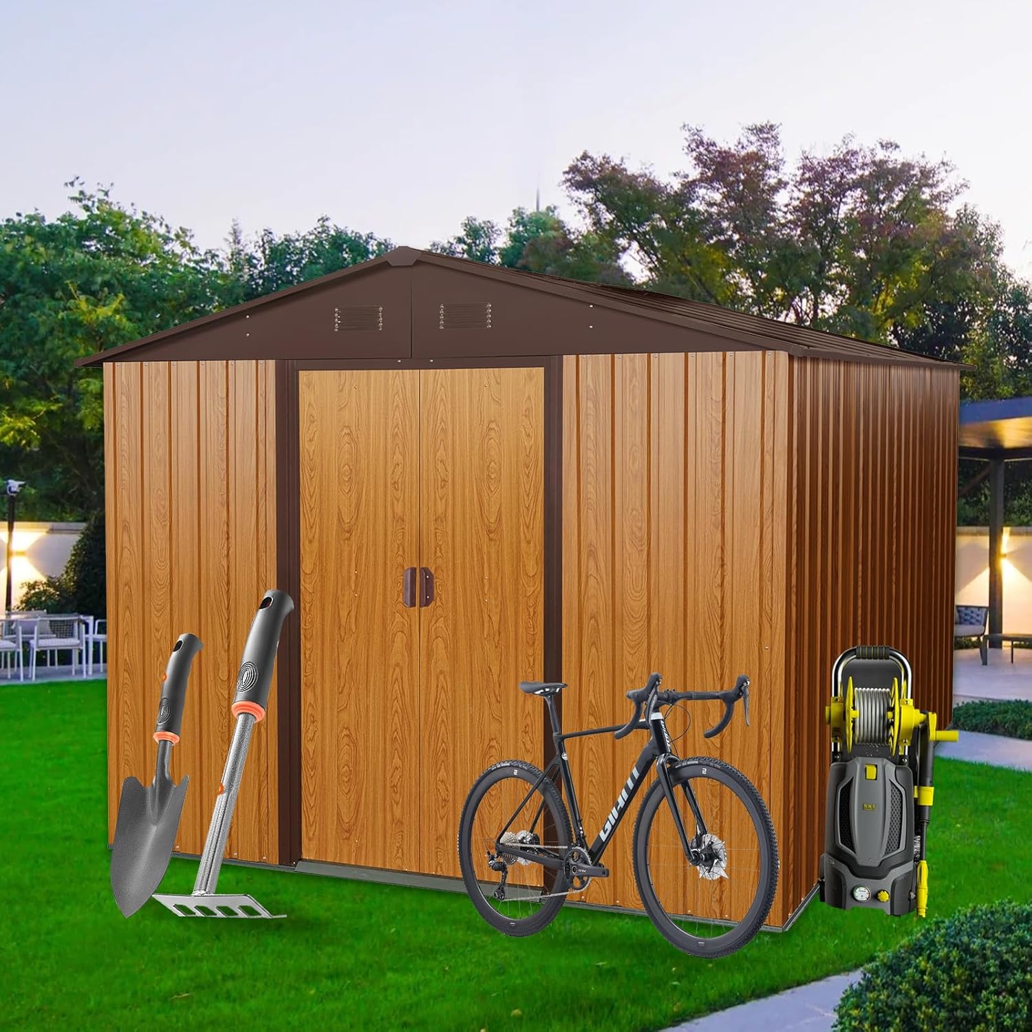 8x10 FT Outdoor Storage Shed,  - Outdoor Furniture Modern ulasan dan harga