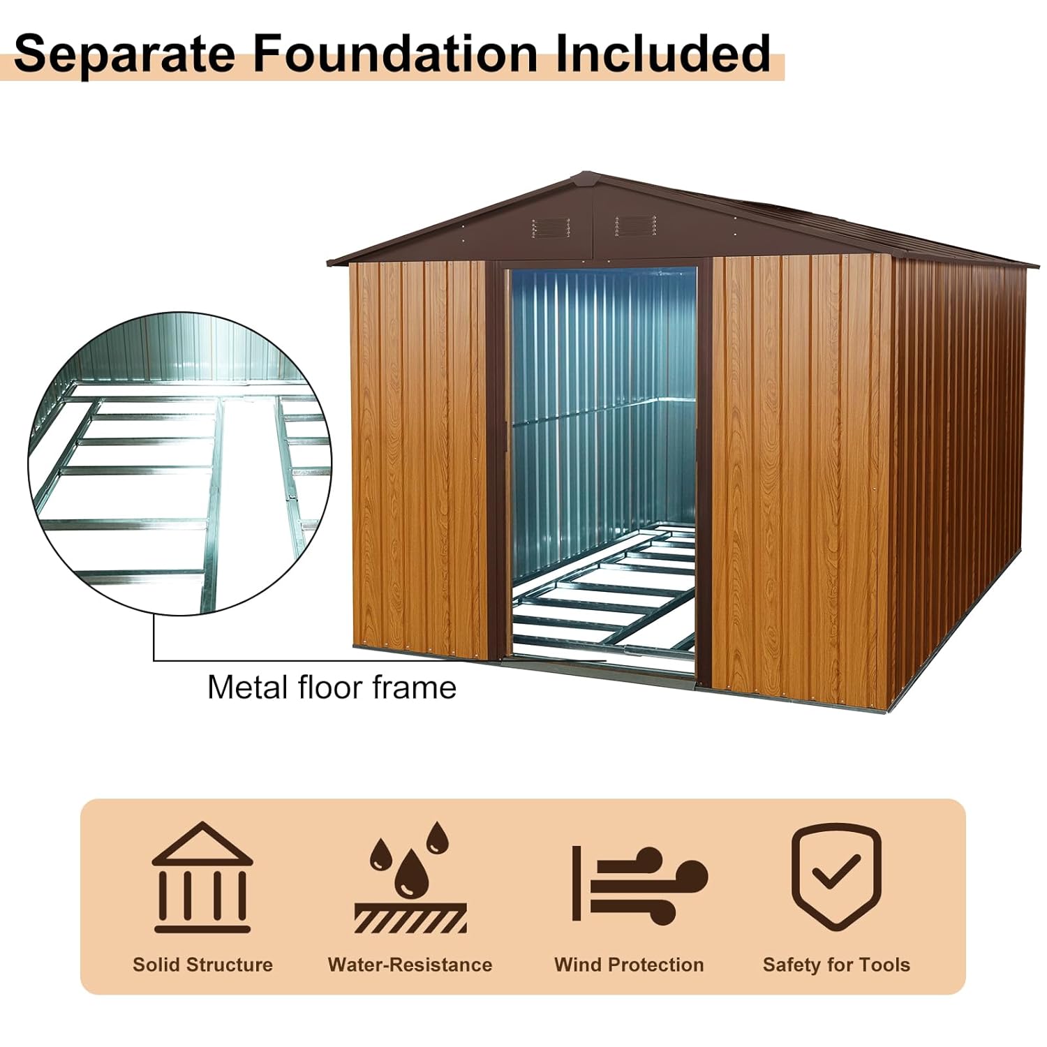 8x10 FT Outdoor Storage Shed,  - Outdoor Furniture Modern ulasan dan harga