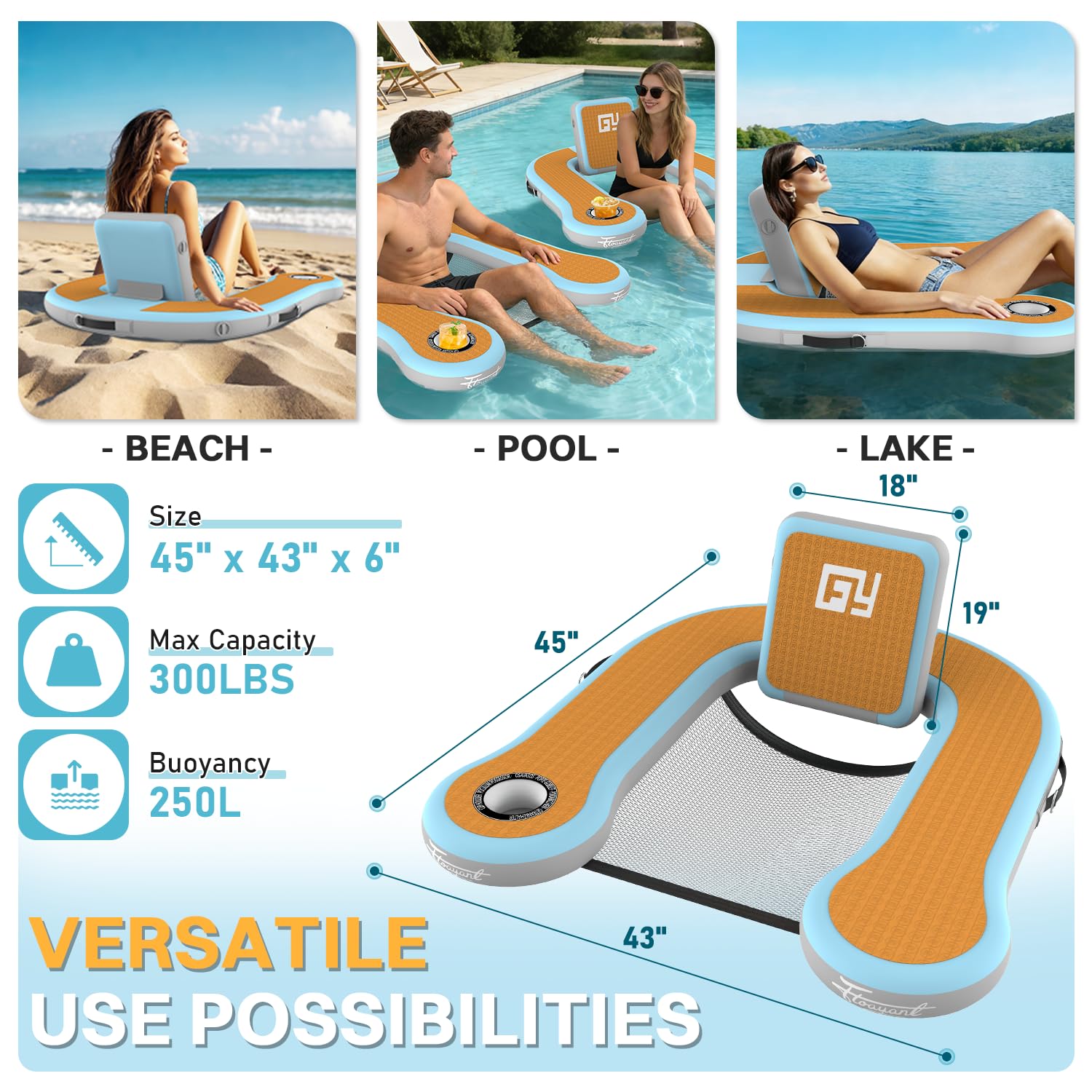 Adults Inflatable Pool Float C - Outdoor Furniture For Pool ulasan dan harga