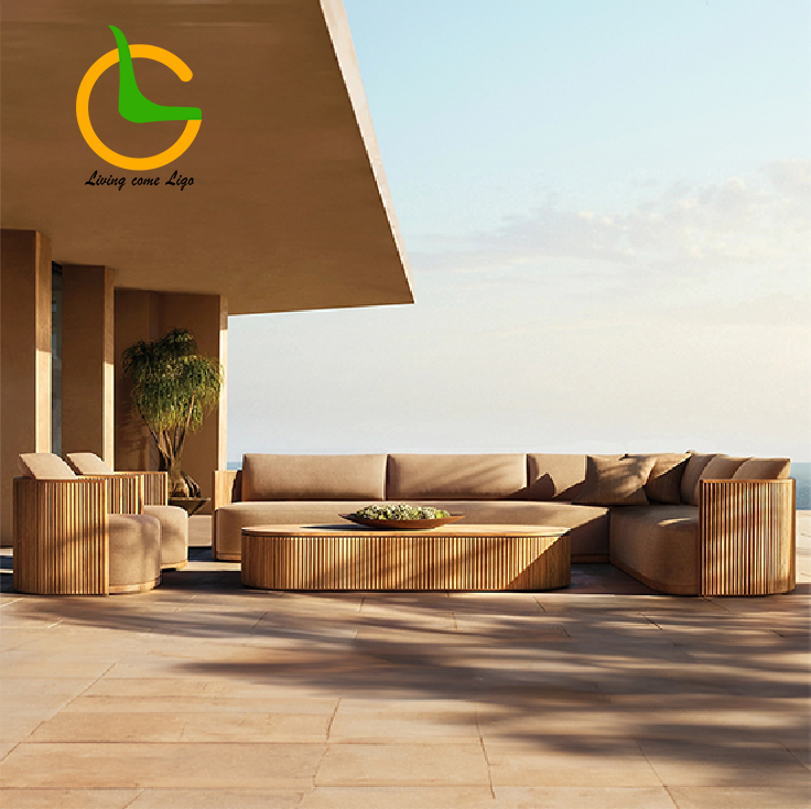 Luxury L-shaped Teak Wood Outd - Outdoor Furniture Japanese Style ulasan dan harga