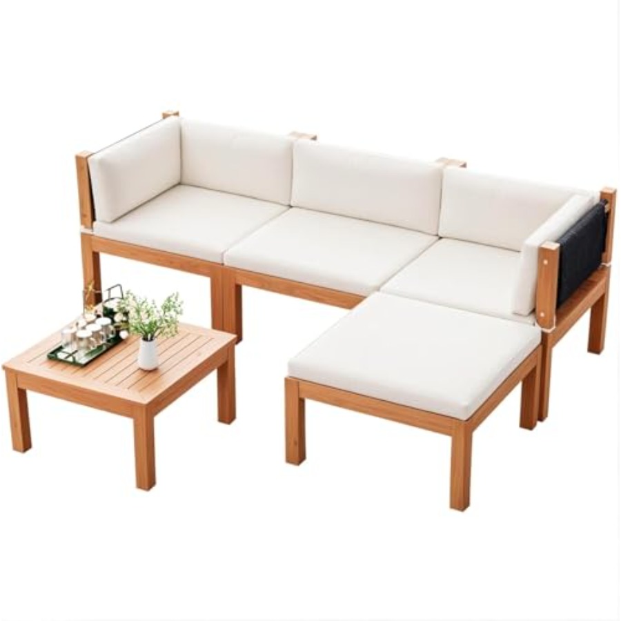 5 Pieces Acacia Wood Outdoor S - Outdoor Furniture Japanese Style ulasan dan harga