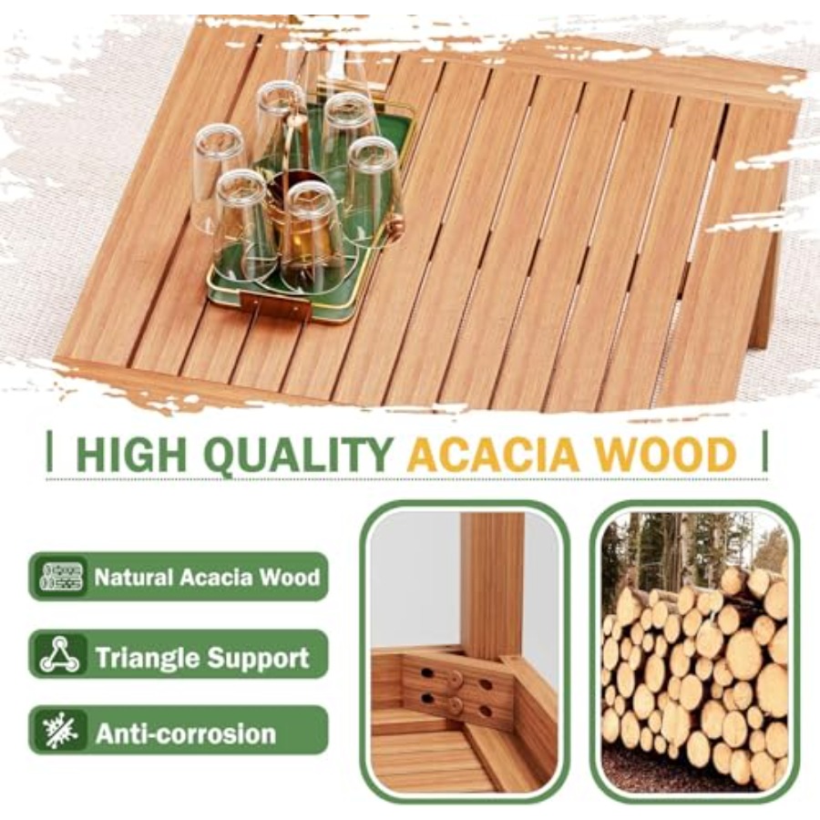 5 Pieces Acacia Wood Outdoor S - Outdoor Furniture Japanese Style ulasan dan harga